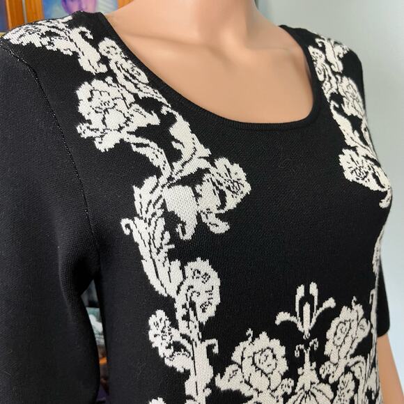 Roz & Ali New With Tag Knit Fair Isle Sweater Midi Dress M Floral Soft Cabincore - Picture 2 of 6